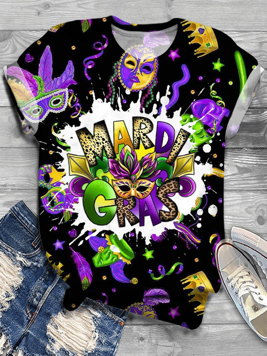 Mardi Gras Vibes Crew Neck T-shirt Mixed Color / S Mardi Gras