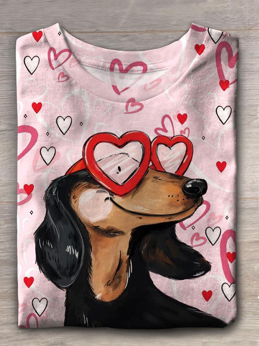 Funny Dog Valentine Crew Neck T-shirt Mixed Color / S Saint Valentin