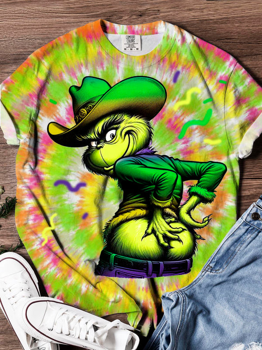 Mardi Gras Festival Hat Character Tie Dye Print T-Shirt Mixed Color / S Saint Valentin