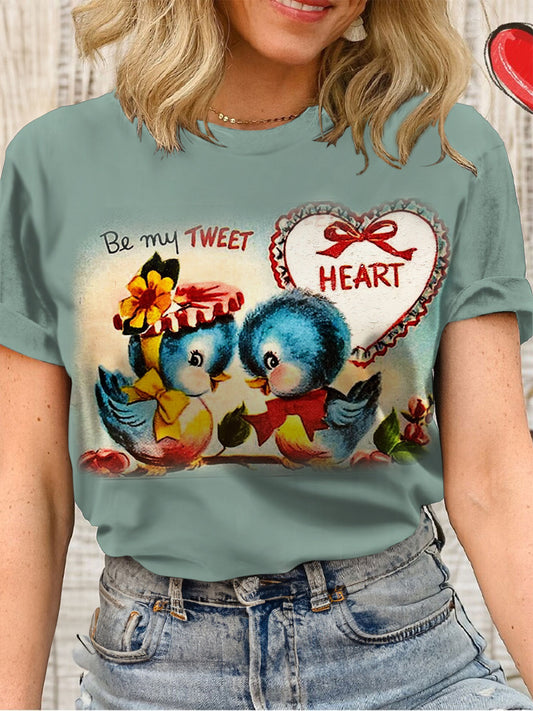 Funny Retro Valentine’s Day Printed Casual Top Mixed Color / S Saint Valentin