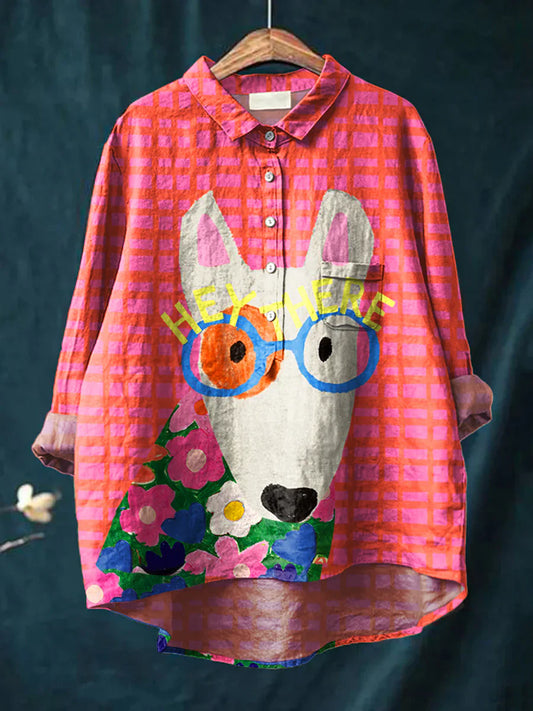 Chemise décontractée en coton confortable à manches longues et imprimé floral Boho rétro A / S