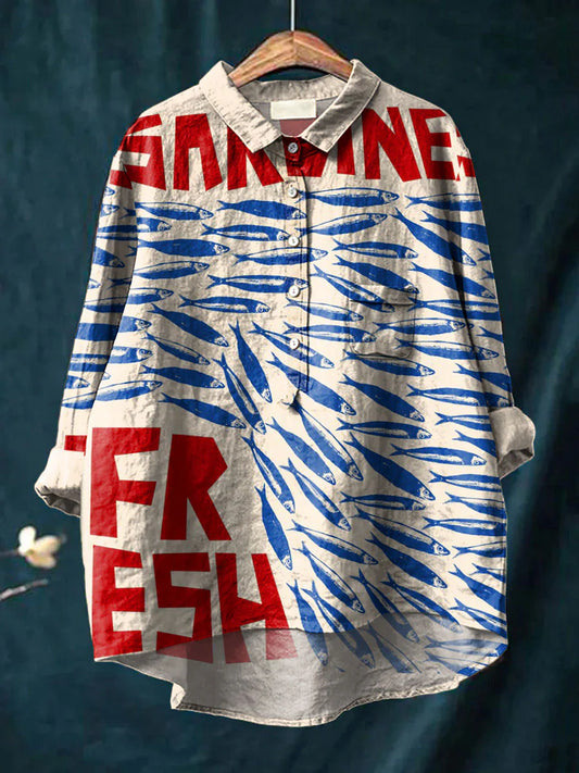 Chemise décontractée en coton confortable à manches longues et imprimé floral Boho rétro