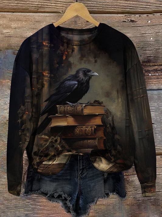 Sweat-shirt décontracté unisexe Raven Art Noir / S