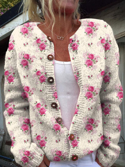 Cardigan à boutons imprimé floral vintage A / S Veste