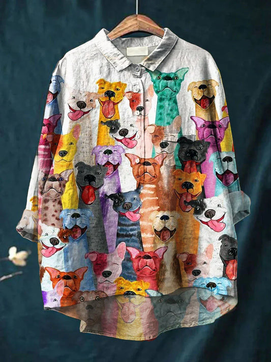 Chemise décontractée en coton confortable à manches longues et imprimé floral Boho rétro A / S