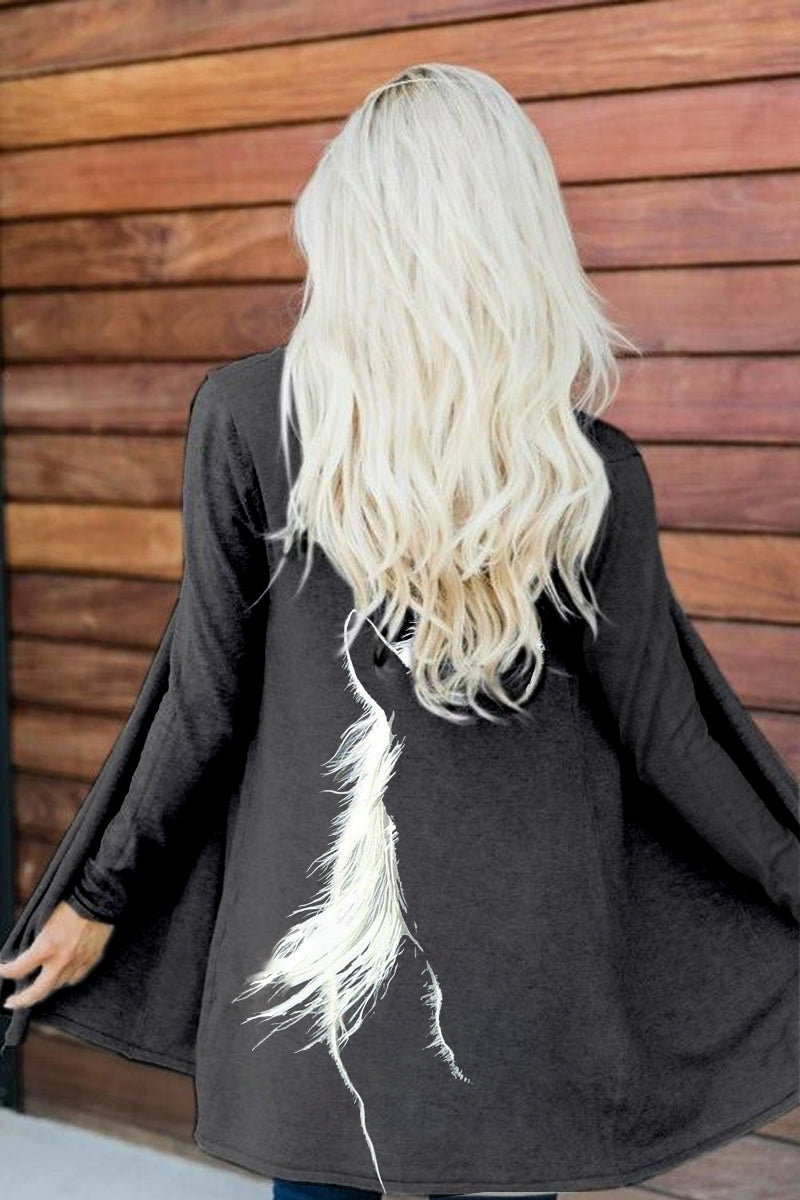 Cardigan décontracté femme à manches longues avec imprimé vintage western de chevaux Noir / S Veste