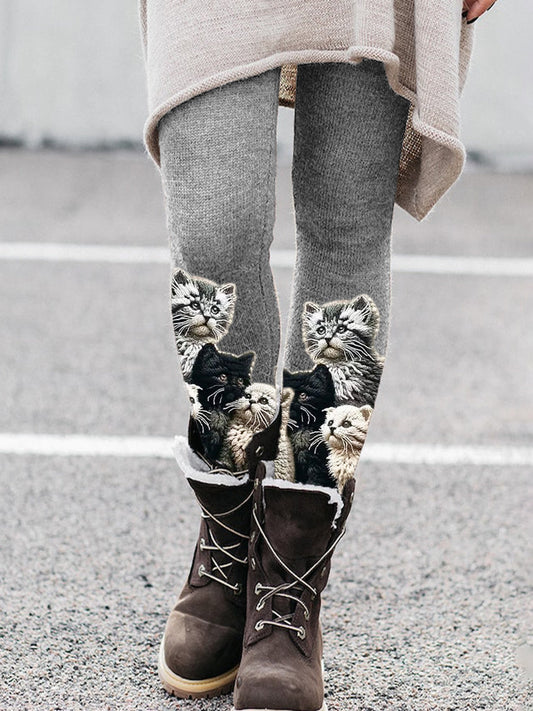 Leggings décontractés à taille haute en peluche pour femmes comme image / S Leggings