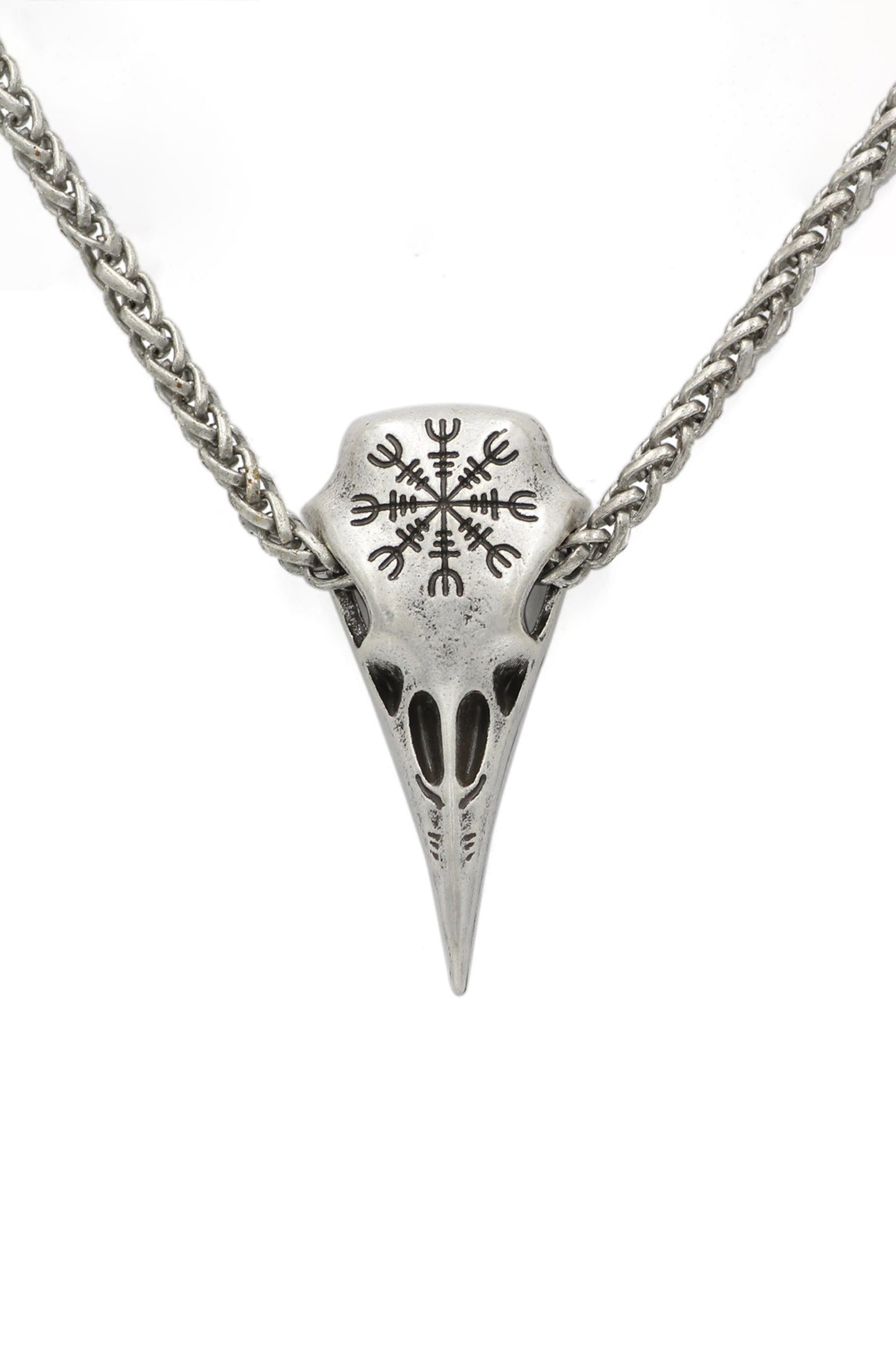 Collier Pendentif Bec de Crâne Chaîne à huit caractères argentée Accessoires