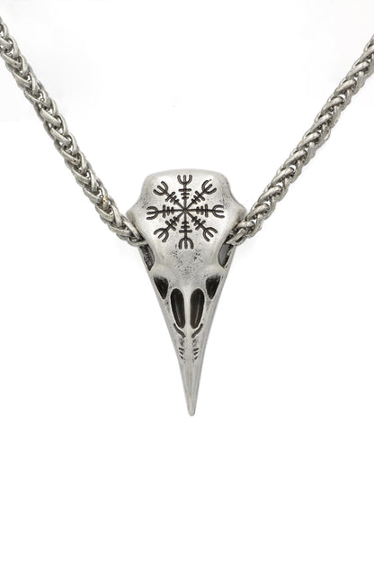 Collier Pendentif Bec de Crâne Chaîne à huit caractères argentée Accessoires