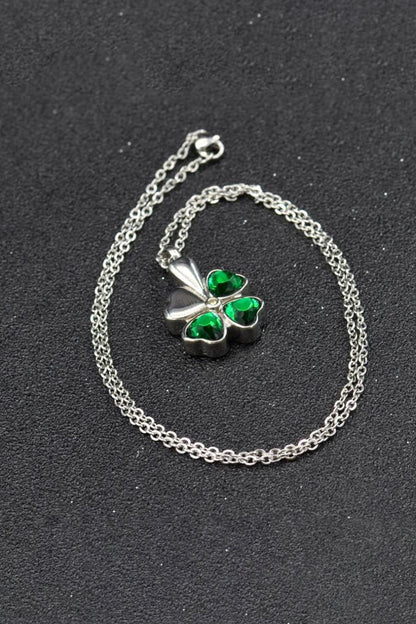 Collier Personnalisé Pendentif Trèfle à Quatre Feuilles Ouvrable Vert Accessoires