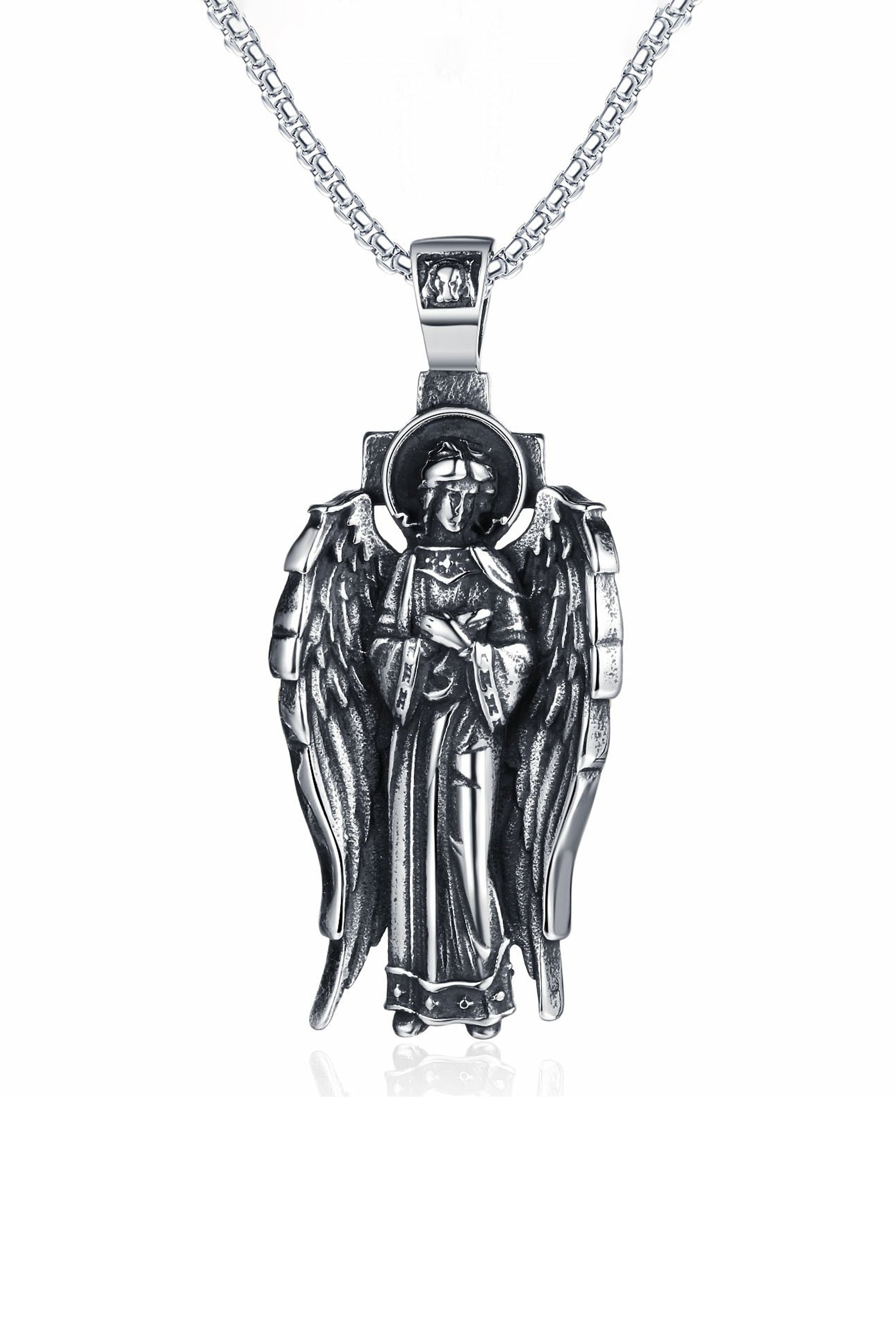 Collier Pendentif Ailes d’Ange Brillantes Rédemption Vintage Couleur acier Accessoires
