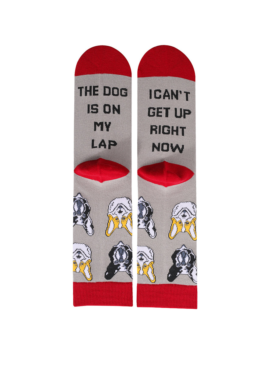 Chaussettes thermiques unisexes à imprimé chat et blocs de couleur Rouge profond Accessoires