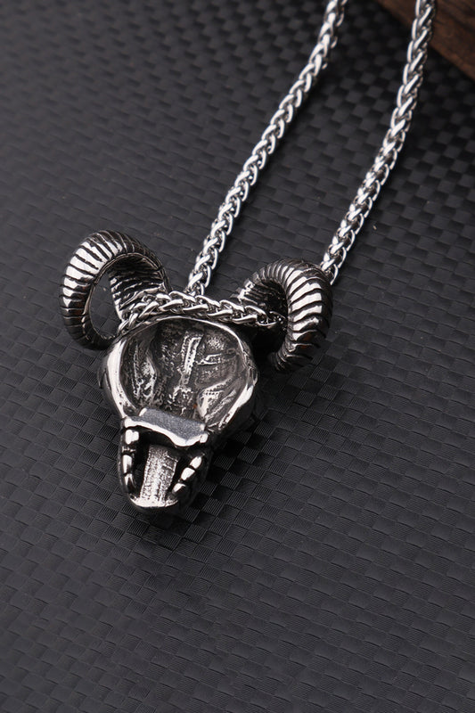 Collier avec pendentif Tête de Mouton Monstre Rétro Acier Accessoires