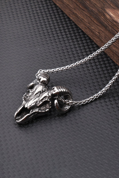 Collier avec pendentif Tête de Mouton Monstre Rétro Acier Accessoires