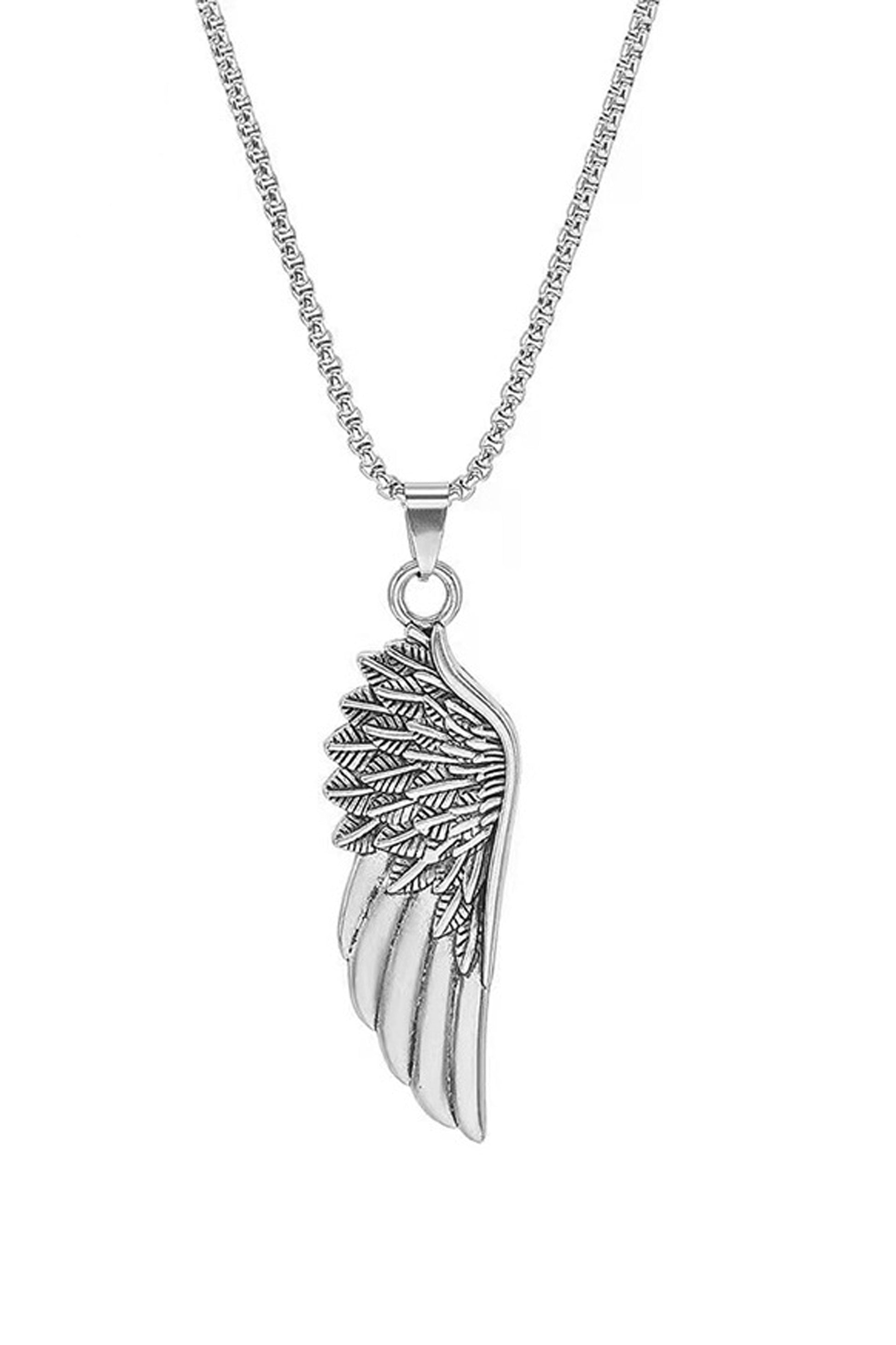 Collier polyvalent avec pendentif long ailes de plumes rétro Argent Accessoires