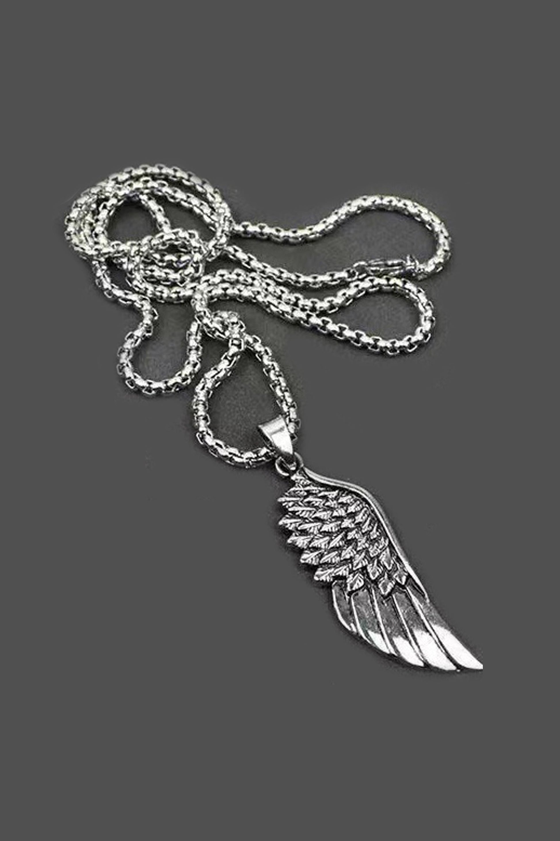 Collier polyvalent avec pendentif long ailes de plumes rétro Argent Accessoires