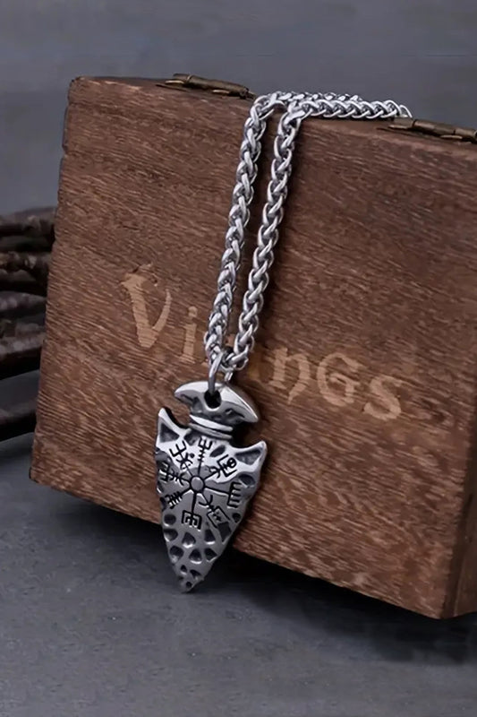 Collier avec pendentif casque et boussole Blanc Accessoires