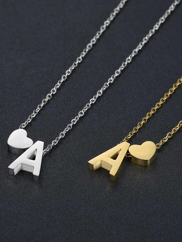 Collier pendentif en forme de cœur avec lettre Accessoires