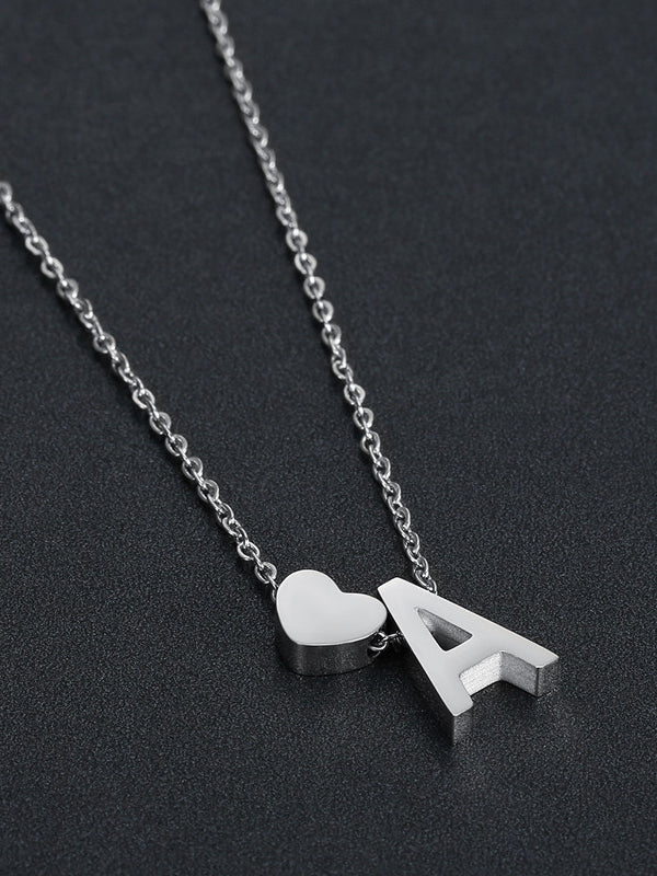 Collier pendentif en forme de cœur avec lettre Accessoires