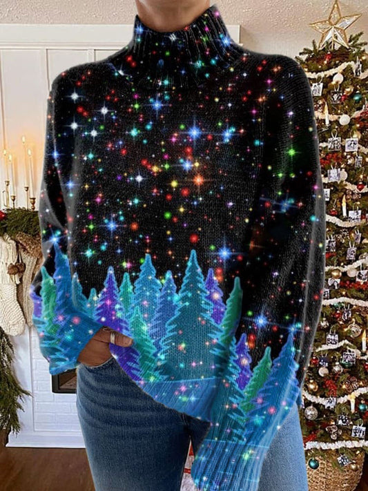 Pull à col roulé décontracté chaud motif de paillettes pour femmes Noir / S Pull