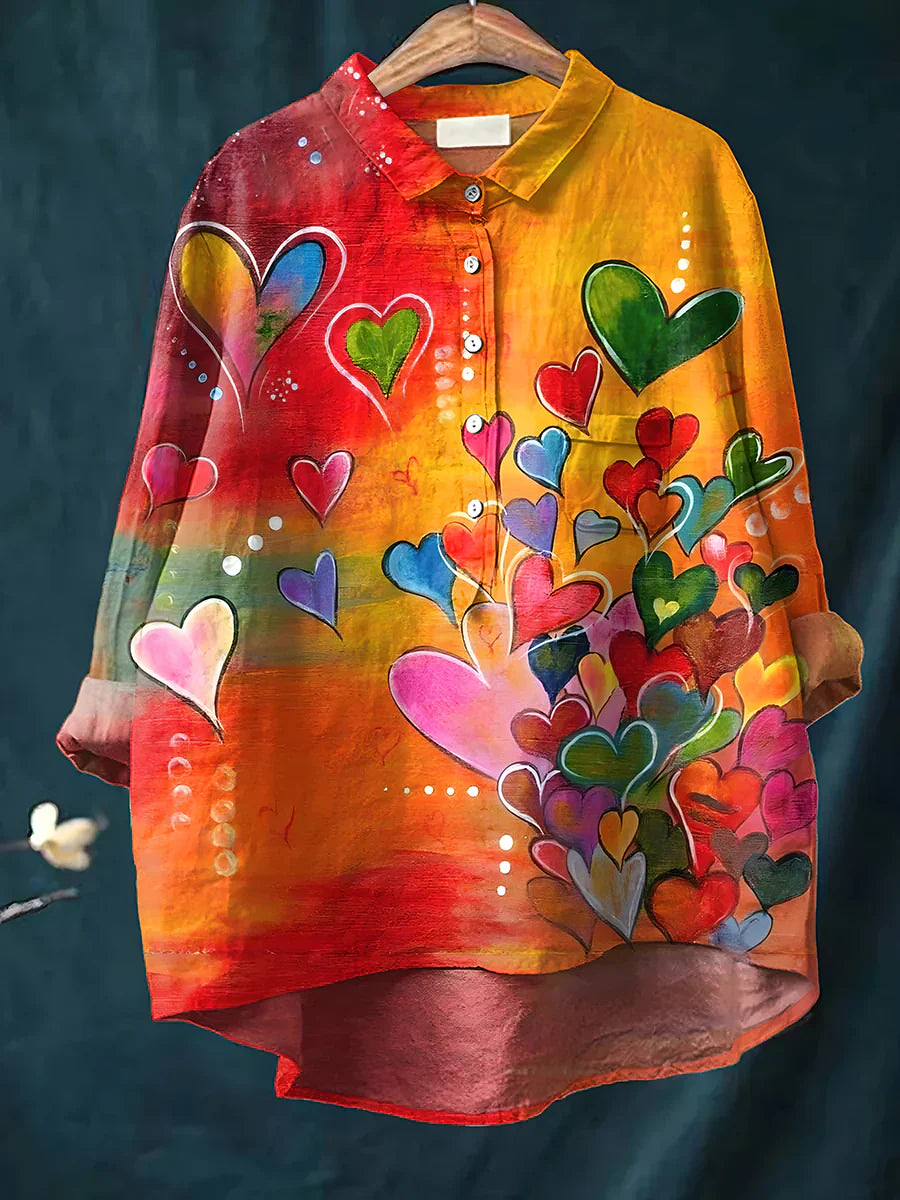 Chemise décontractée en coton confortable à manches longues et imprimé floral Boho rétro A / S