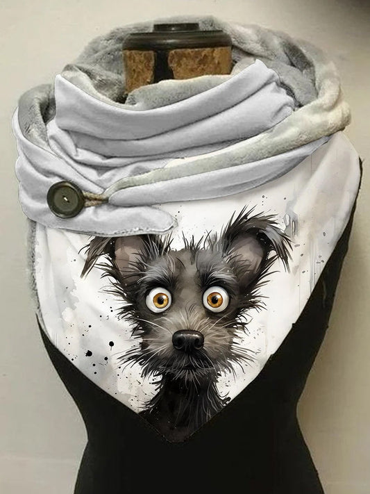 Écharpe décontractée à imprimé art chiot vintage A / JM Echarpe