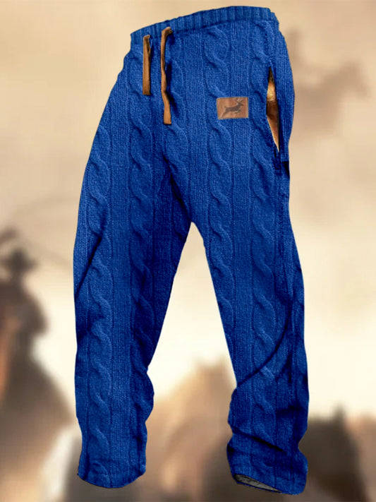 Pantalon de survêtement décontracté à rayures Logo de chasse Western Village à motif de texture rétro A / S pantalon