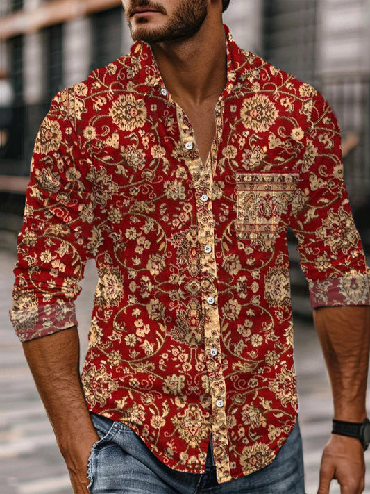 Rétro Abstrait Gradient Art Imprimer Casual Chemise à manches longues A / S Chemises