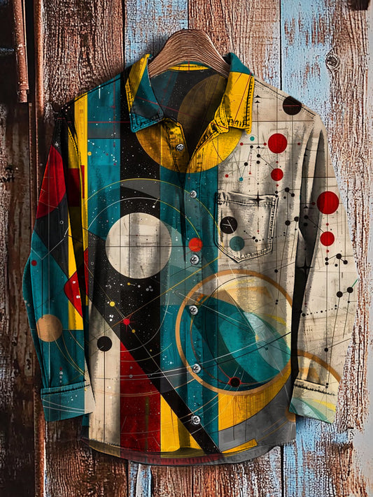 Rétro Abstrait Gradient Art Imprimer Casual Chemise à manches longues A / S Chemises
