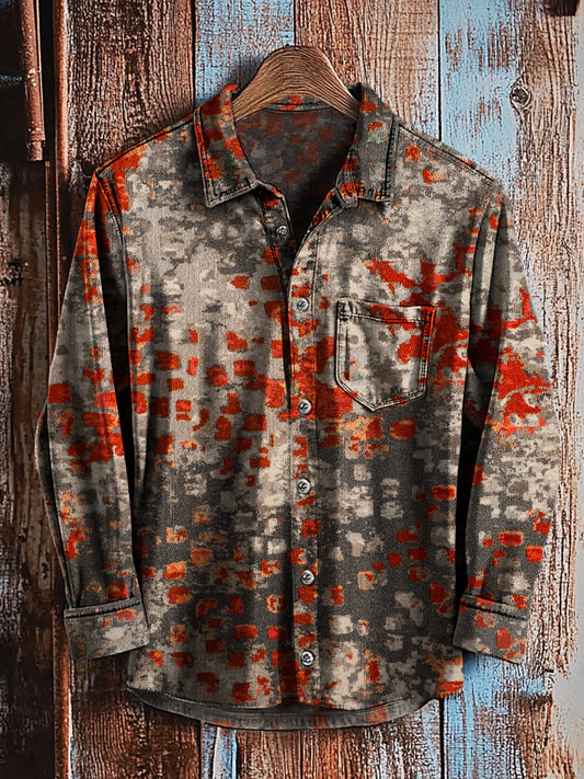 Rétro Abstrait Gradient Art Imprimer Casual Chemise à manches longues A / S Chemises