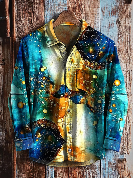 Rétro Abstrait Gradient Art Imprimer Casual Chemise à manches longues A / S Chemises