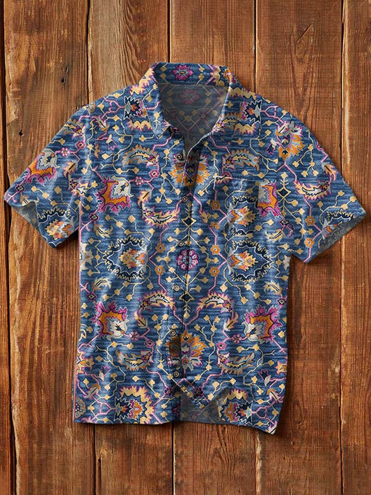 Chemise décontractée à manches courtes Vintage Western Print pour hommes comme image / S Chemises
