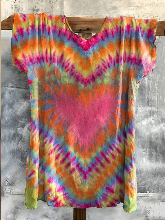 Retro Boho Floral Art Imprimé Ras du cou en coton confortable T-shirt décontracté A / S T-shirt