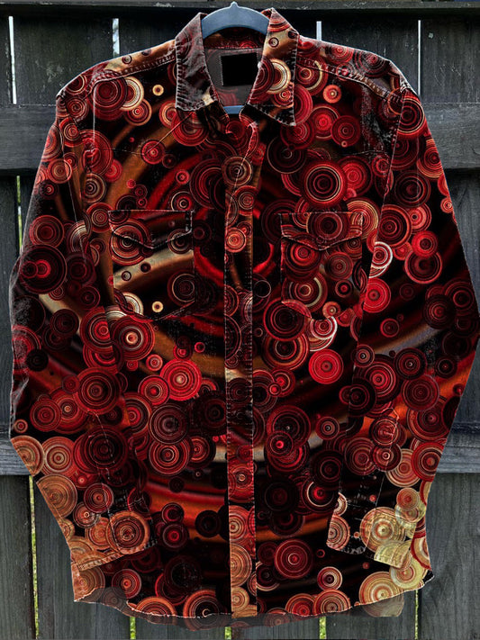 Rétro Abstrait Gradient Art Imprimer Casual Chemise à manches longues A / S Chemises