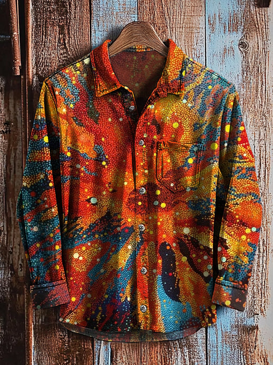 Rétro Abstrait Gradient Art Imprimer Casual Chemise à manches longues A / S Chemises