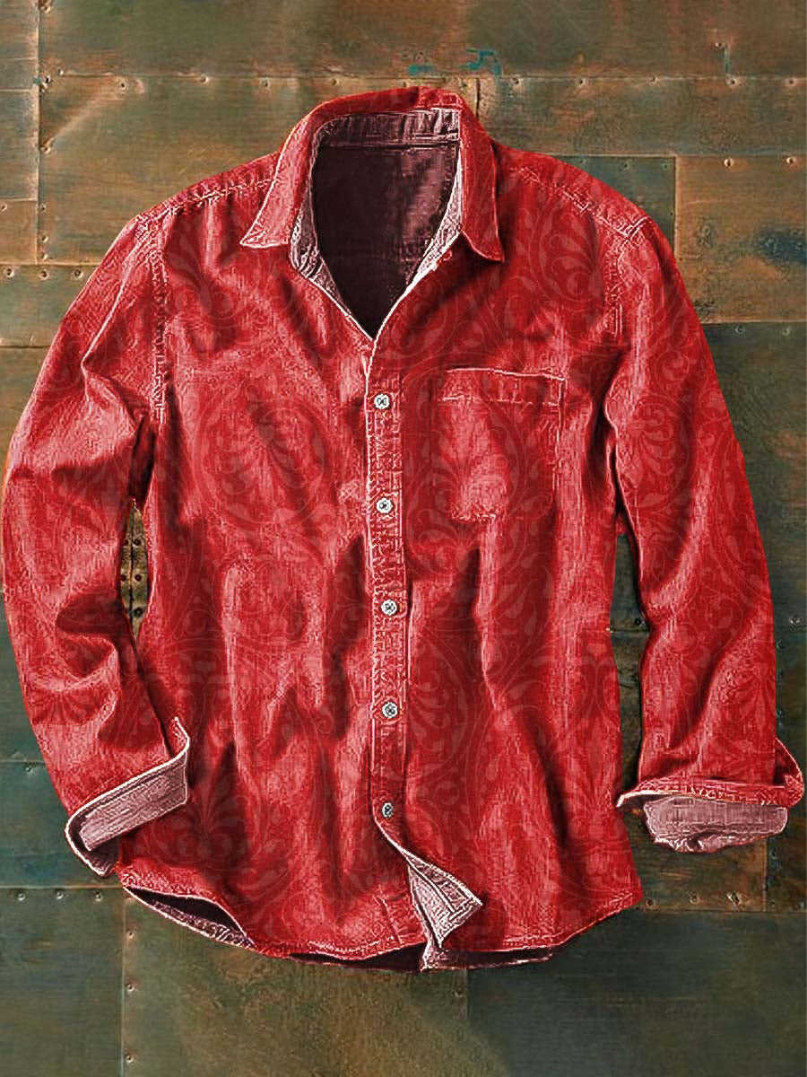 Chemise à manches longues rétro à imprimé floral pour hommes comme image / S