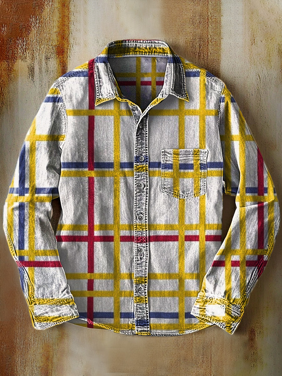 Rétro Abstrait Gradient Art Imprimer Casual Chemise à manches longues A / S