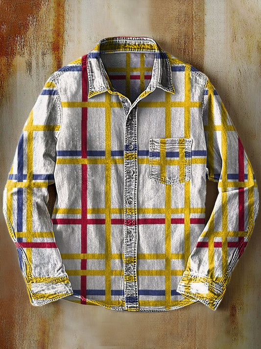Rétro Abstrait Gradient Art Imprimer Casual Chemise à manches longues A / S