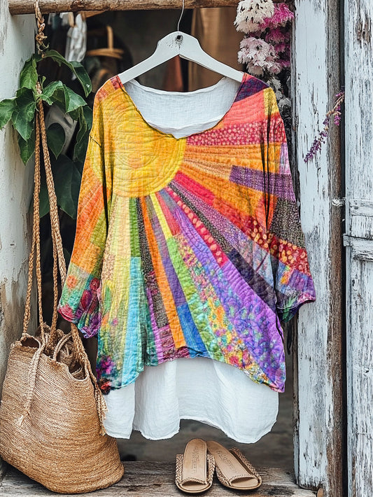 Vintage Floral Art Print Chic V cou bohème élégante robe Midi A / S