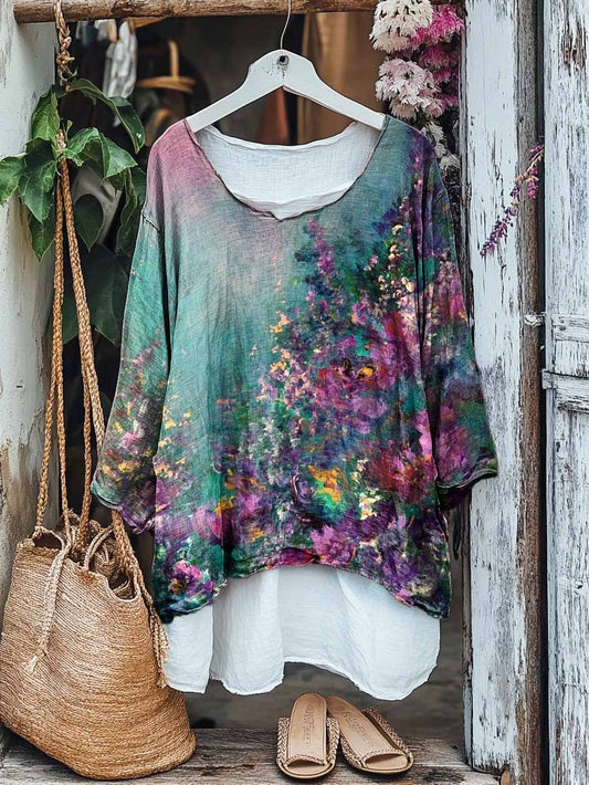 Vintage Floral Print V Neck coton bohème Mini robe des femmes A / S