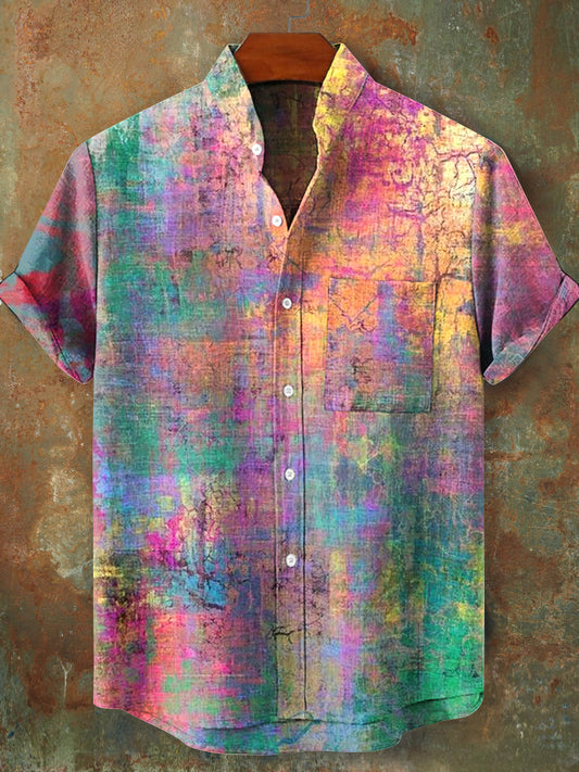 Chemise à manches courtes à col montant motif Swoosh couleur vintage pour homme coloré / S