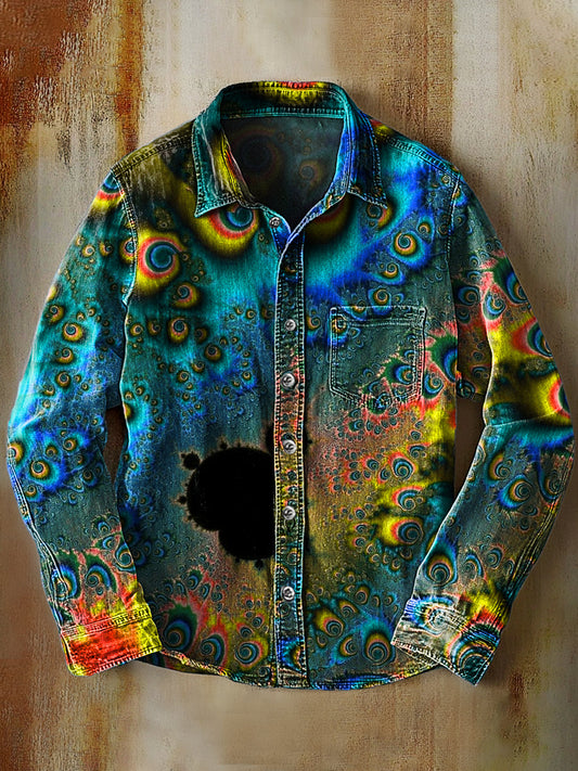 Rétro Abstrait Gradient Art Imprimer Casual Chemise à manches longues A / S