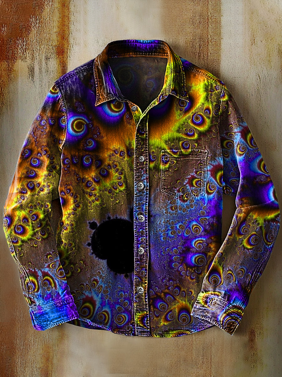 Rétro Abstrait Gradient Art Imprimer Casual Chemise à manches longues C / S