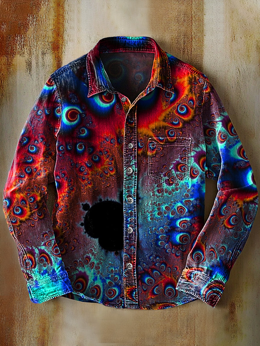 Rétro Abstrait Gradient Art Imprimer Casual Chemise à manches longues D / S