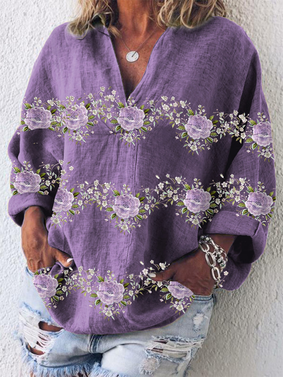 Chemise de soutien de sensibilisation à la maladie d’Alzheimer à imprimé floral violet pour femme Lavande / S