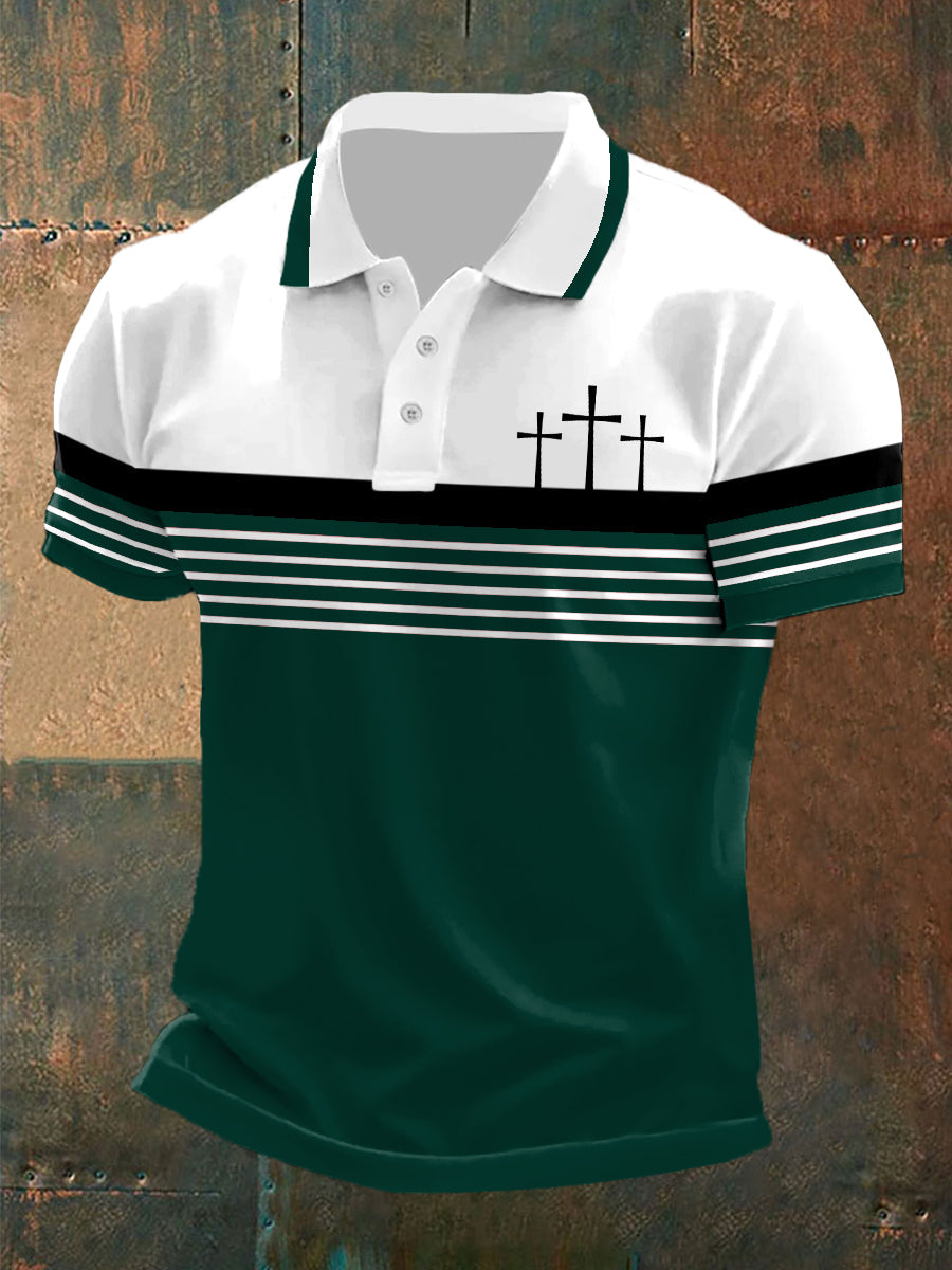 Polo à manches courtes pour homme Vert Foncé / S
