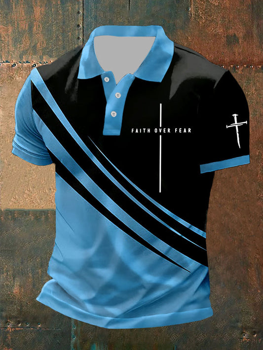 Polo imprimé Faith Over Fear pour homme comme image / S
