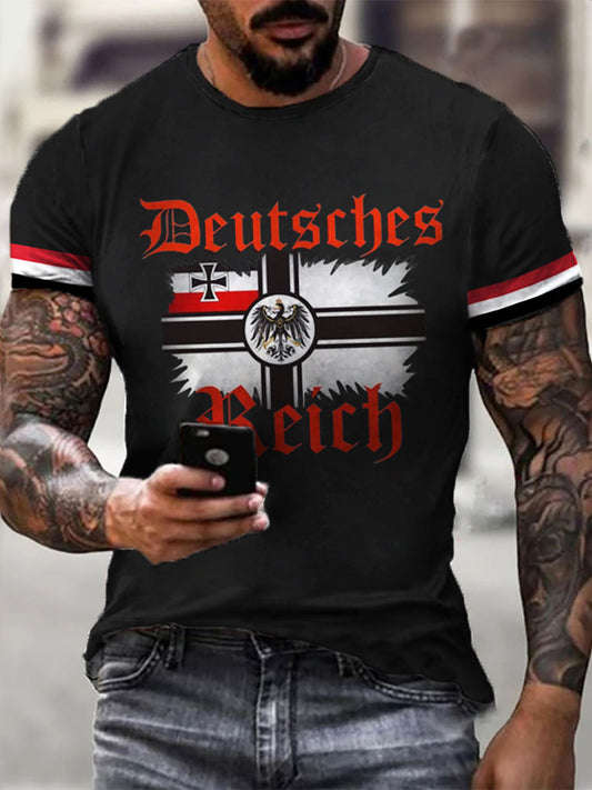 T-shirt à manches courtes Deutsches Reich Printed Homme Noir / S