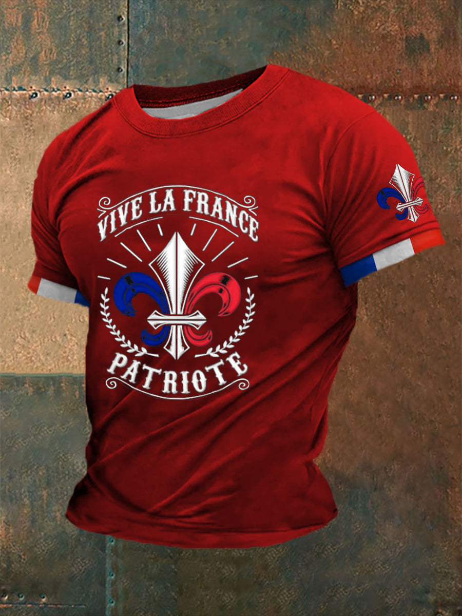 T-shirt imprimé à manches courtes Si Ce Drapeau Te Dérange Homme Rouge / S