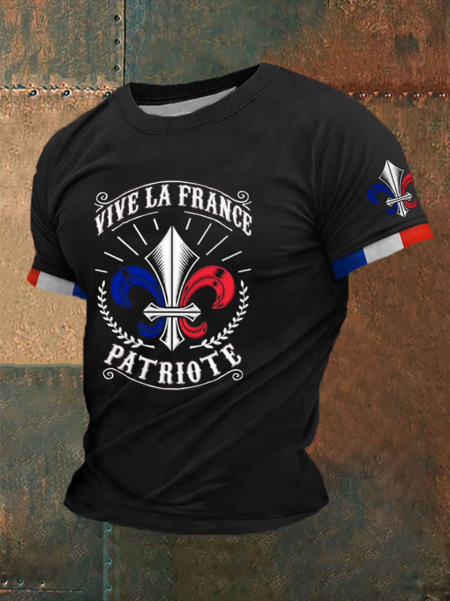 T-shirt imprimé à manches courtes Si Ce Drapeau Te Dérange Homme Noir / S